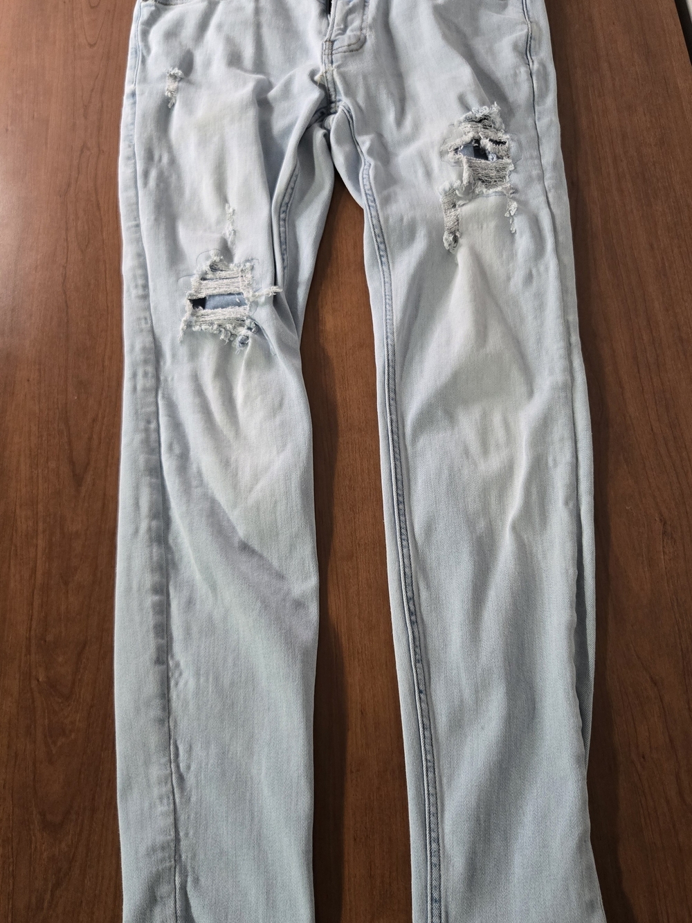 Hollister Light Blue Skinny Jeans with Distressed Knees